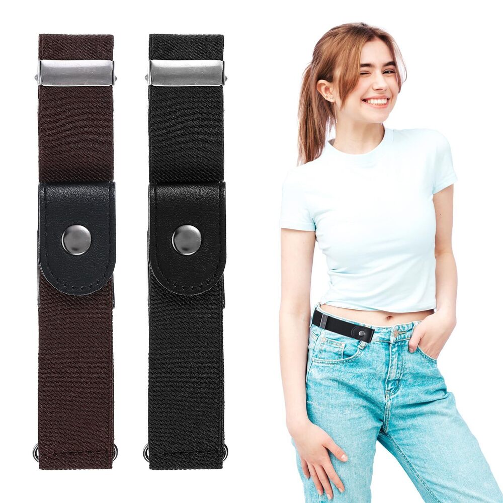 5733 2pcs Buckless Belts For Woman,Elastic Belt Loop,No Buckle